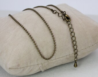 Dainty antique brass ball chain diamond cut necklace with lobster clasp