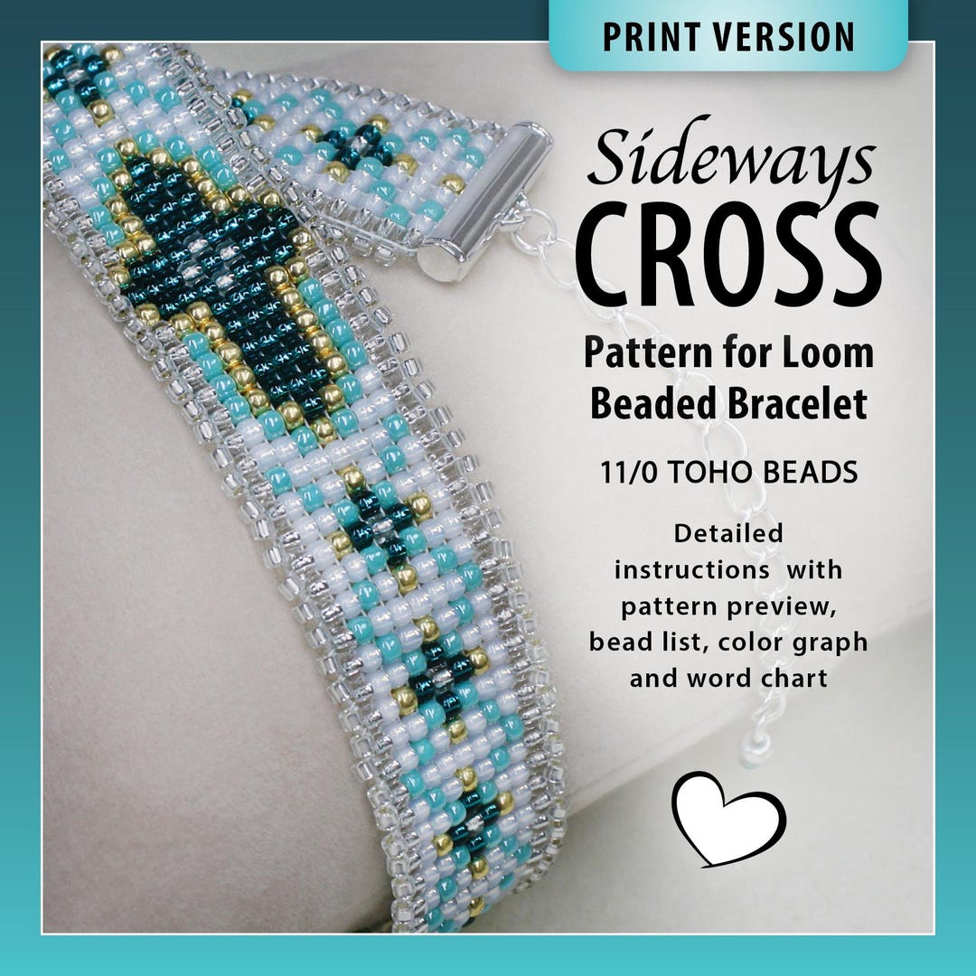 Loom Pattern Cross A Printed Copy of the Beaded Loom Pattern for SIDEWAYS CROSS. - Etsy