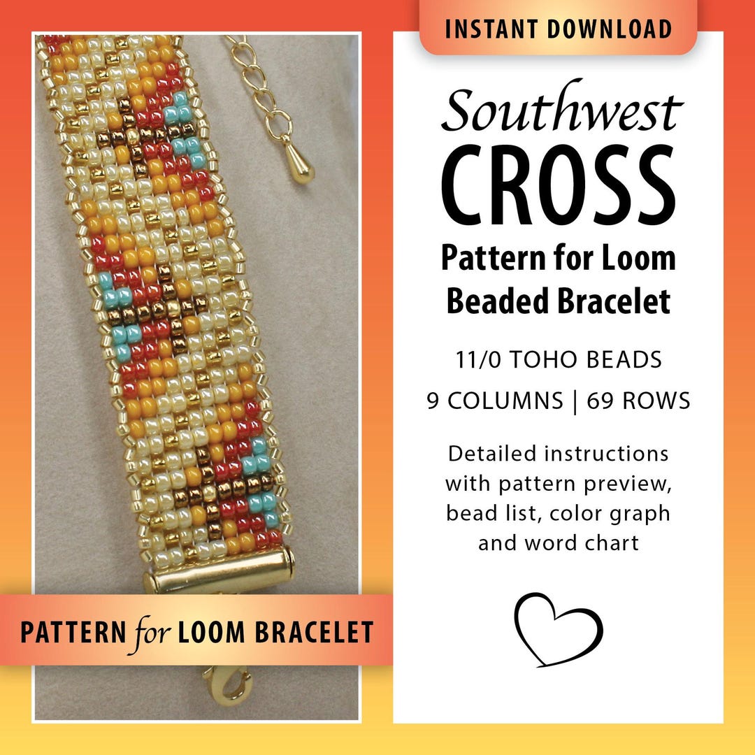 Loom Pattern Cross Southwest Cross Beaded Loom Bracelet Pattern (digital Download Pattern ...