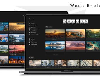 Notion World Explorer - A next-gen Notion system for travel and adventure | 125 countries, 12 pages, 200+ images – AI-powered planner