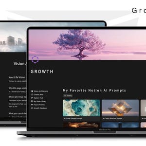 Growth One – A next-level Notion system for self-reflection,habits and vision | 24 prompts, 15 pages, 520+ images –AI-powered planner