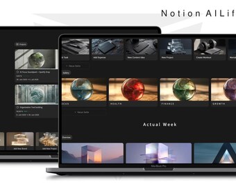Notion AI Lifehub - A Next Level Notion System for Focus, Health, Finance & Growth I 25 Prompts, 52 Pages, 1500 Pictures -AI Planner