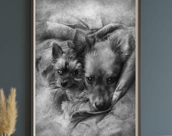 Personalized Pet Portrait Artwork from Photo Hand Drawn in a Modern Expressive Style Digital File or Canvas Print Custom Dog or Cat Art