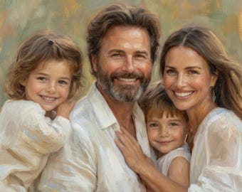 Custom Family Portrait for New Home, Personalized Canvas Wall Art, Housewarming Gift for Family, Oil Painting Style Decor New Home Present