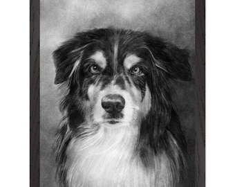 Custom Pet Memorial Portrait | Classical Charcoal Sketch Style | Ready to Hang Framed Print | Dog Loss Sympathy Bereavement Gift