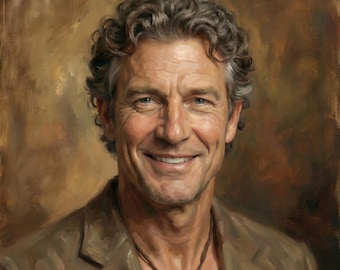 Custom Oil Painting Style Portrait, Personalized Gift for Dad from Photo, Grandpa Birthday Canvas Print, Husband Father's Day Wall Art Decor