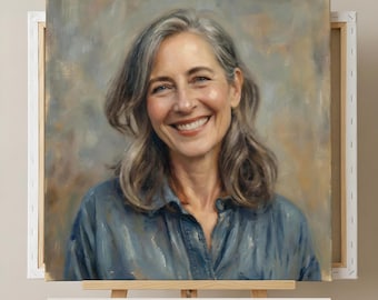 Custom Family Portrait on Canvas, Oil Style Canvas Print, Personalized Framed Canvas Wall Art, Anniversary Gift, Mother's Day Wall Decor