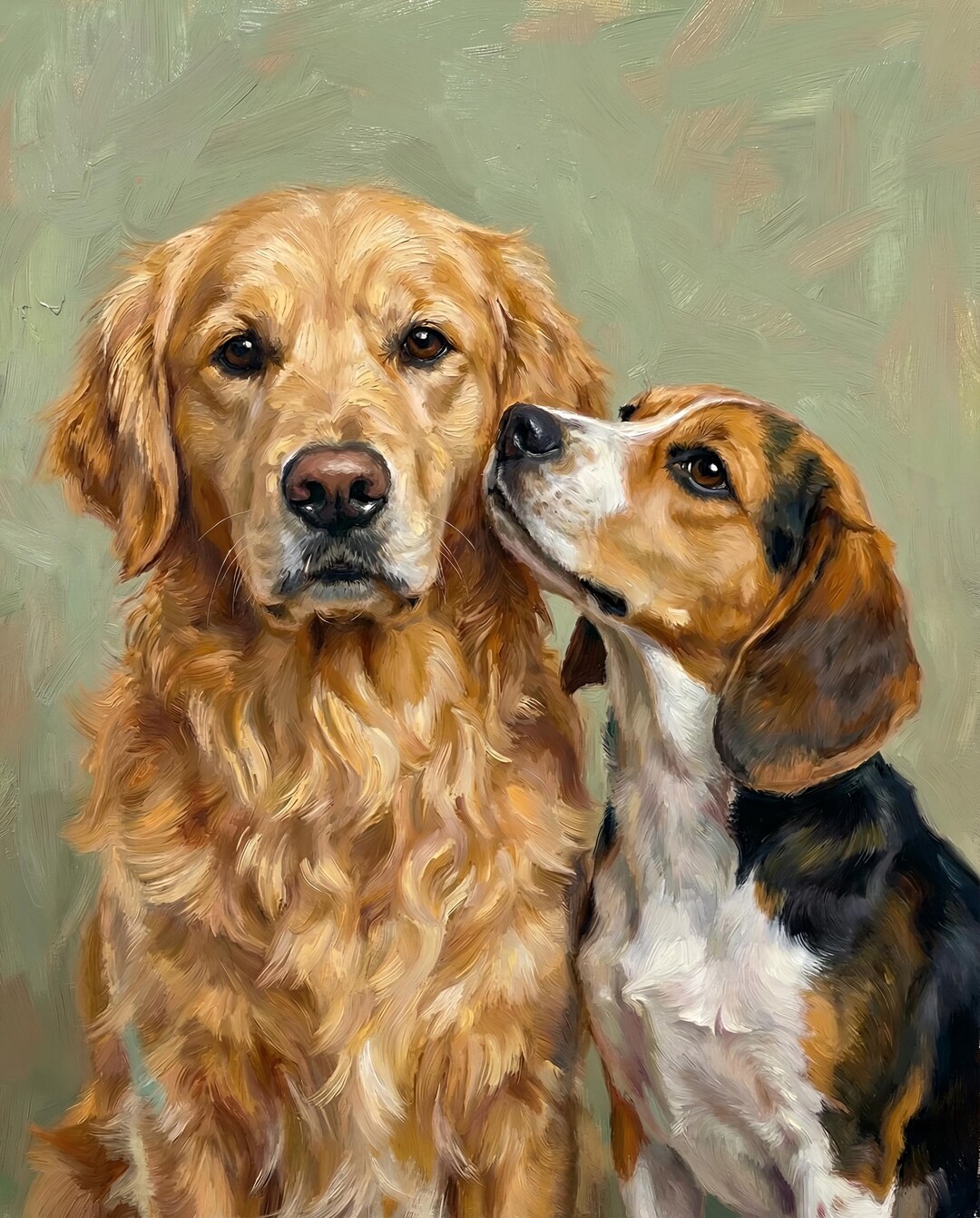 Two Dogs Portrait Custom Two Pet Portrait From Photo | Expressive Impasto Oil Style ...