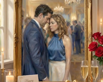 Custom Wedding Portrait from Photo | Elegant Impasto Oil Painting | Ready to Hang Framed Print | Romantic Anniversary Gift for Couple