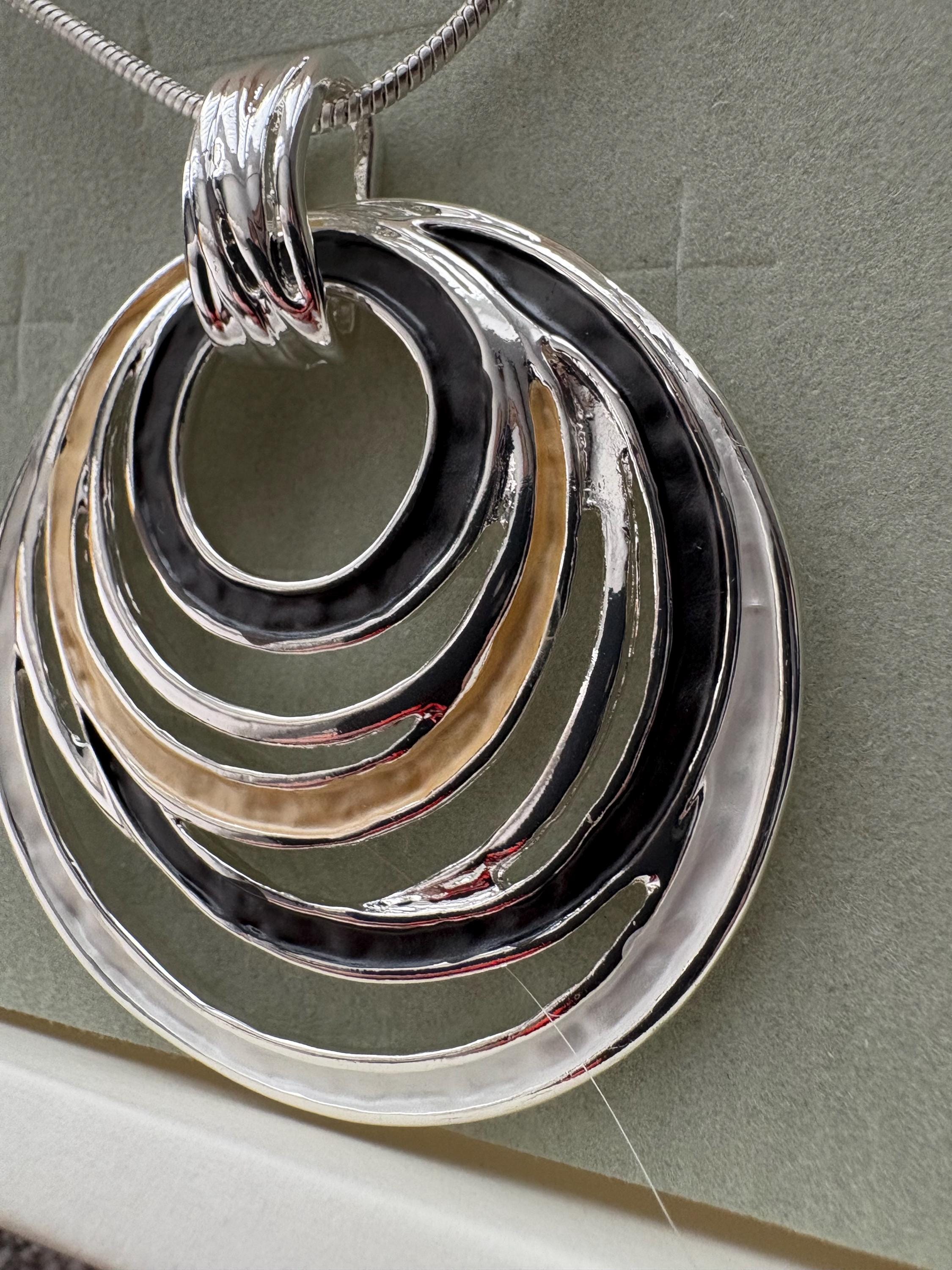 幾何学模様 ネックレス シルバー ブラック シンプル スクエア 一粒 シルバー ネックレス ペンダント ペンダント