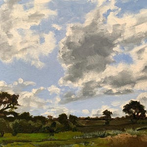 Oryginalny obraz olejny „Australijski krajobraz” | Sztuka Gór Błękitnych | Mała scena z buszu Katoomba | 15 x 22 cm Jedyny w swoim rodzaju – „Patrząc wstecz”