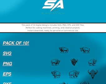Bundel gesneden SVG-bestand Buffalo | Svg Dxf Eps Png | Direct downloaden | Cricut-silhouet