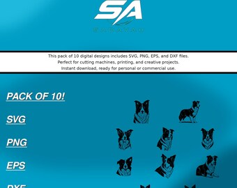 Bordercollie hond SVG gesneden bestand bundel | Svg Dxf Eps Png | Direct downloaden | Cricut-silhouet