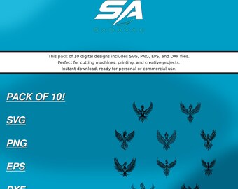 Phoenix SVG-bestandsbundel knippen | Svg Dxf Eps Png | Direct downloaden | Cricut-silhouet