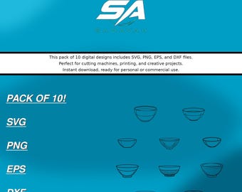 Bowl SVG-bestandsbundel knippen | Svg Dxf Eps Png | Direct downloaden | Cricut-silhouet