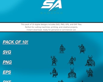 Viking Warrior SVG-bestand knippen bundel | Svg Dxf Eps Png | Direct downloaden | Cricut-silhouet