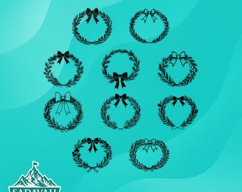 Wreath with bow | SVG/DXF/EPS/Png Cut Files | Instant Download