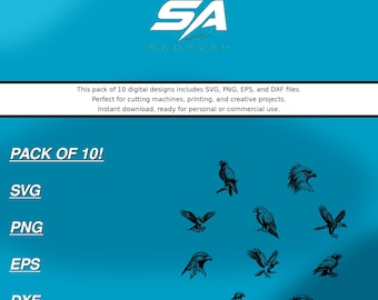 Hawk SVG-bestandsbundel knippen | Svg Dxf Eps Png | Direct downloaden | Cricut-silhouet