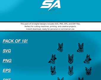 Duitse herdershond SVG gesneden bestand bundel | Svg Dxf Eps Png | Direct downloaden | Cricut-silhouet