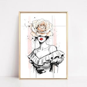 Couture Flower Child Fashion Illustration Print – Modern Wall Art (Digital Download)