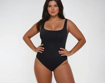 Sculpt Square Neck Ribbed Shapewear Bodysuit