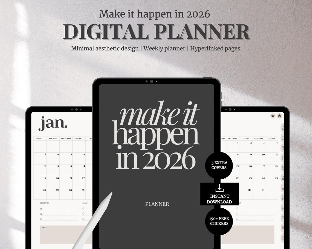 2026 Weekly Digital Planner PDF for iPad | Hyperlinked Daily & Monthly ...
