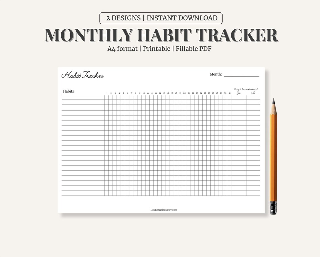 Monthly Habit Tracker Printable | Routine Planner, 30 Day Challenge ...