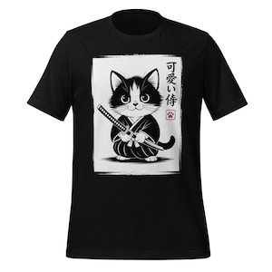Cute Samurai Cat T-Shirt - Japanese Warrior Cat Lover Tee