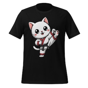 Cute Karate Cat T-Shirt Martial Arts Kitty Tee - Unisex Graphic Shirt