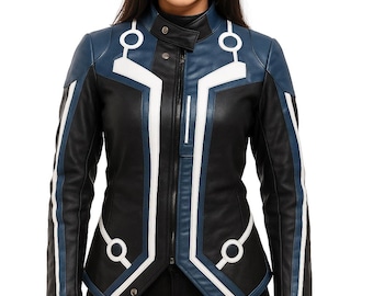 Women's Handmade Legacy Sam Flynn Faux Leather Jacket – Movie Replica Costume Cosplay