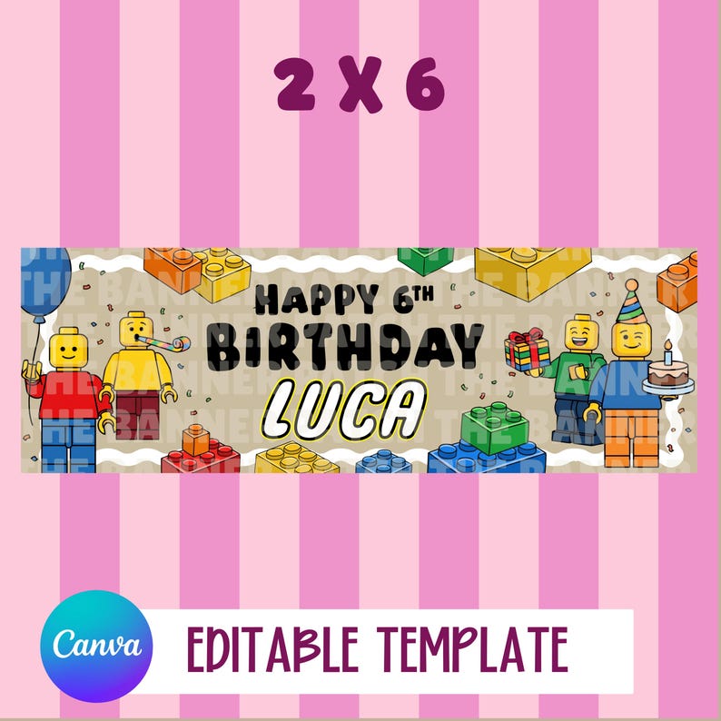 Lego Inspired Birthday Banner Template- Print OR Trace - Digital ...