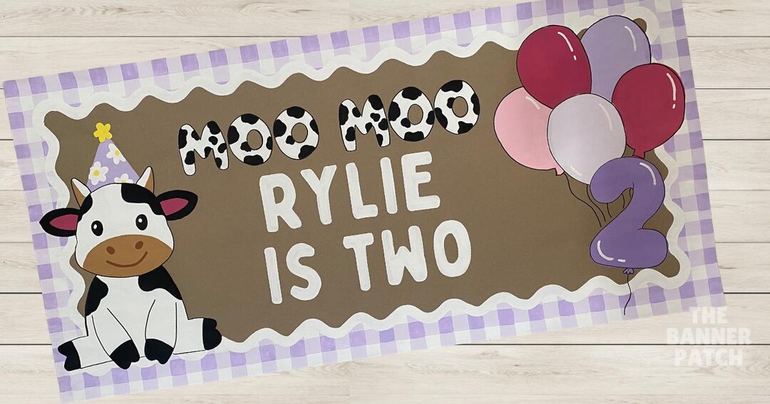 Custom Cow Party Banner - Moo Moo I’m Two Birthday Hand Painted Sign - Etsy