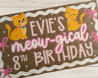 Meow-gical Cat Birthday Banner | Hand-Painted Custom Cat Party Decor