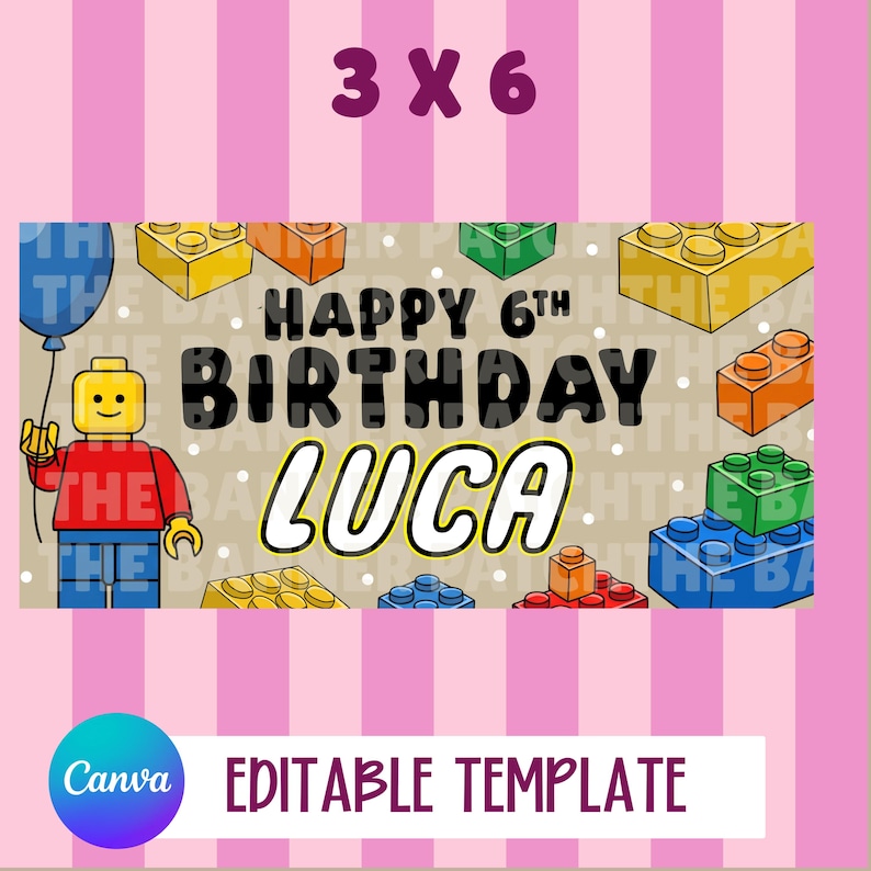 Lego Inspired Birthday Banner Template- Print OR Trace - Digital ...