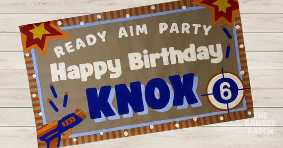 Custom Hand-painted Nerf Birthday Banner - Dart War Party - Etsy