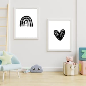 Black and White Baby Sensory Wall Art | High Contrast Nursery Printable | Visual Stimulation Doodles | Newborn Development Poster PDF
