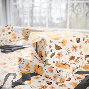 Autumn Floral Wrapping Paper, Eco-Friendly Gift Wrap, Fall Gift Wrap, Birthday, Thanksgiving, Seasonal Decor