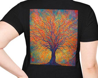 Camiseta gráfica del Árbol de la Vida Naciente: Camiseta vibrante del Árbol de la Vida, camiseta con arte psicodélico del crecimiento