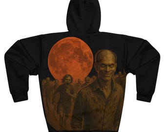 Sudadera con capucha Threads Unbound Blood Moon / Sudadera con capucha de terror zombi / Ropa de calle de Halloween / Sudadera con capucha de estética oscura / Suéter unisex