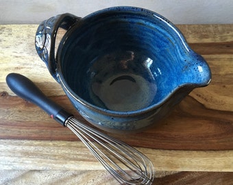 Rustic Modern Mixing Bowl, Handmade Pottery Batter Bowl, Blue Batter Bowl, Kitchen Essentials, Handmade Ceramics for the Kitchen