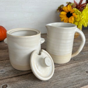 Classic Cream Pitcher in Farmhouse White, Ceramic Pitcher, Handmade Stoneware Pitcher image 6