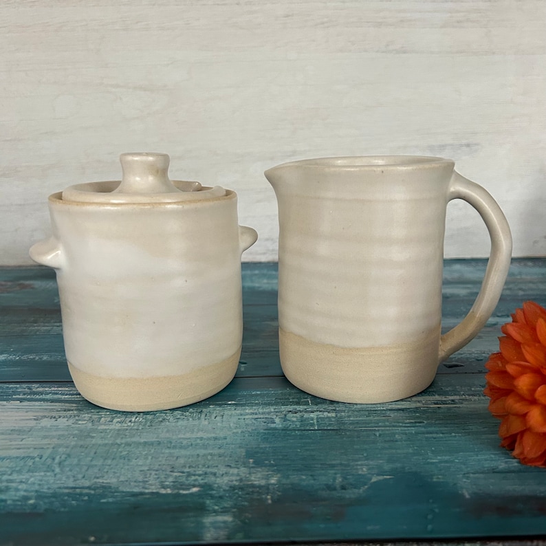 Classic Cream Pitcher in Farmhouse White, Ceramic Pitcher, Handmade Stoneware Pitcher image 10