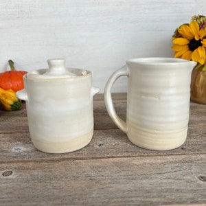 Classic Cream Pitcher in Farmhouse White, Ceramic Pitcher, Handmade Stoneware Pitcher image 9