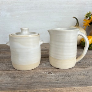 Classic Cream Pitcher in Farmhouse White, Ceramic Pitcher, Handmade Stoneware Pitcher image 1