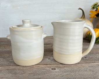 Classic Cream Pitcher in Farmhouse White, Ceramic Pitcher, Handmade Stoneware Pitcher