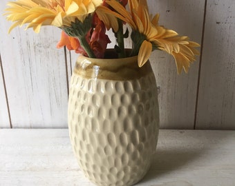 White Carved Ceramic Vase, Handmade Stoneware Pottery Flower Vase, Hand-Carved Vase, Pebble Surface Vase (B3)