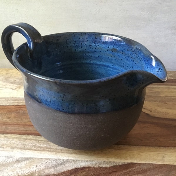 Pottery Mixing Bowl, Handmade Pottery Batter Bowl, Blue Batter Bowl, Kitchen Essentials, Handmade Ceramics for the Kitchen, Pottery Gift