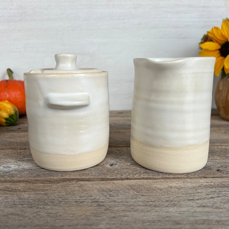 Classic Cream Pitcher in Farmhouse White, Ceramic Pitcher, Handmade Stoneware Pitcher image 8