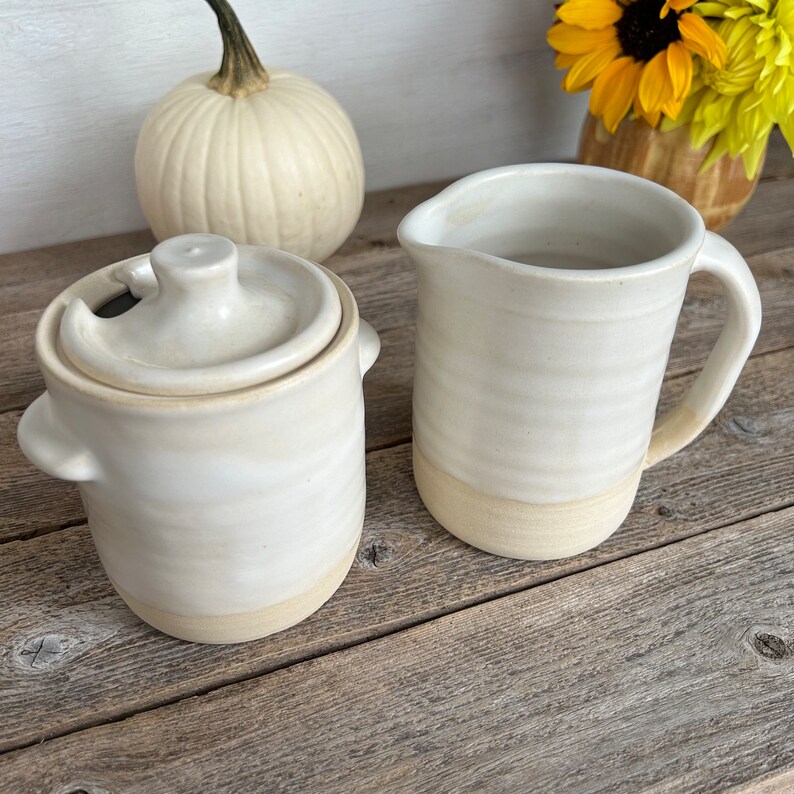 Classic Cream Pitcher in Farmhouse White, Ceramic Pitcher, Handmade Stoneware Pitcher image 7