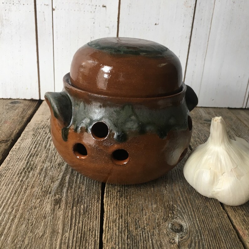 Garlic Keeper Jar Ceramic Garlic Storage Jar with Grater Etsy